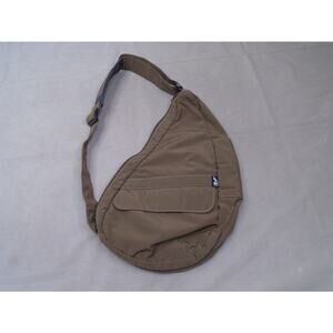 AmeriBag Ergo Sling Healthy Back Nylon Crossbody Bag Backpack Earth Brown Travel